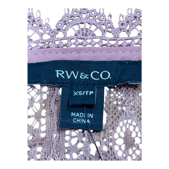 RW&CO Shirt Womens Extra Small Pink Lace Overlay Sleeveless Lined Blouse Top - Picture 4 of 6